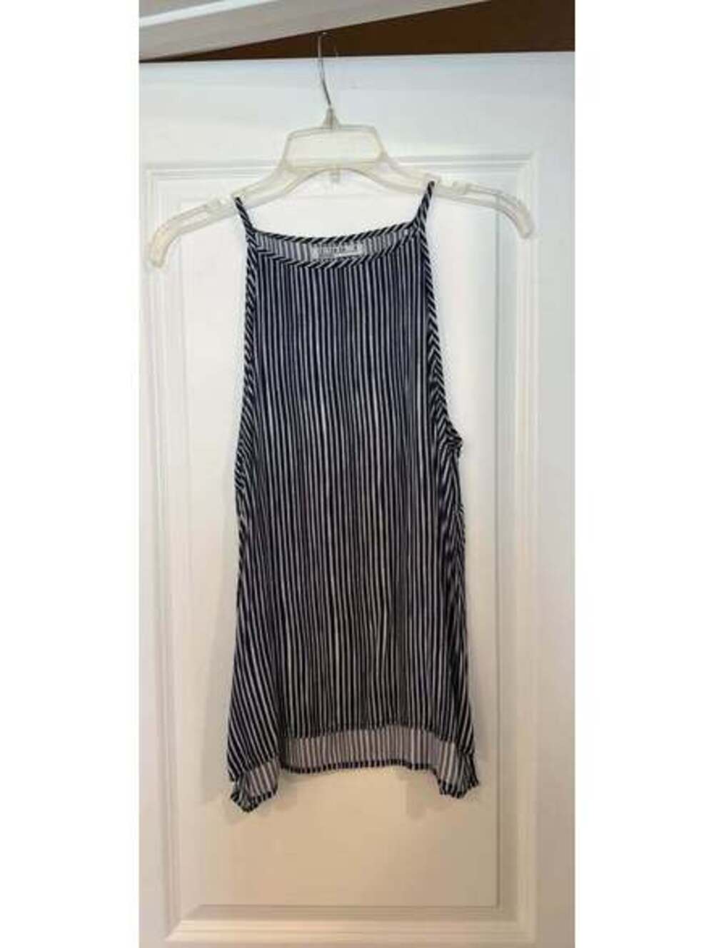 Blue and white stripped tank
